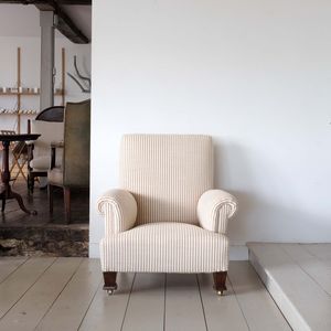 Antique English Armchair in Ticking