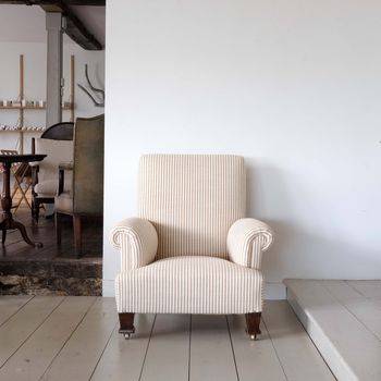 Antique English Armchair in Ticking