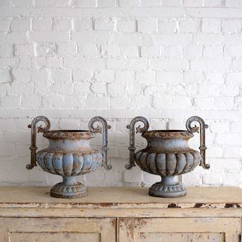 Pair of Antique Cast Iron Urns