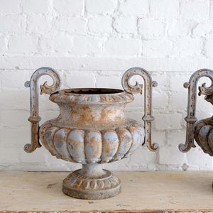 Pair of Antique Cast Iron Urns