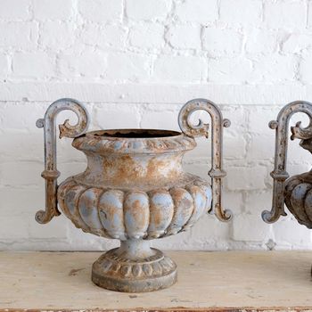 Pair of Antique Cast Iron Urns