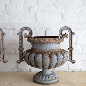 Pair of Antique Cast Iron Urns
