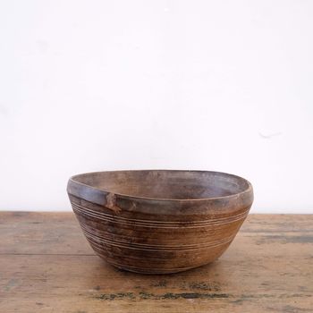 Antique Lathe Turned Dairy Bowl