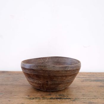Antique Lathe Turned Dairy Bowl
