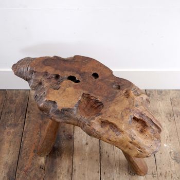 Sculptural Elm Side Table